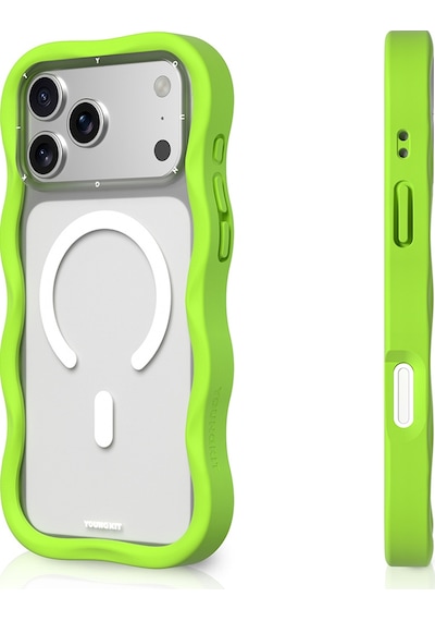 Apple Uyumlu iPhone 17 Pro Max  Kılıf M-safe Şarj Özellikli Youngkit Wave Matte Serisi Kapak Yeşil Yeşil
