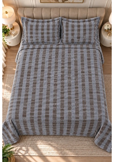 Kapreo Home Hennesey 3 Parça Comforter Yorgan Yatak Örtüsü Seti Çift Kişilik 240x260 Koyu Gri