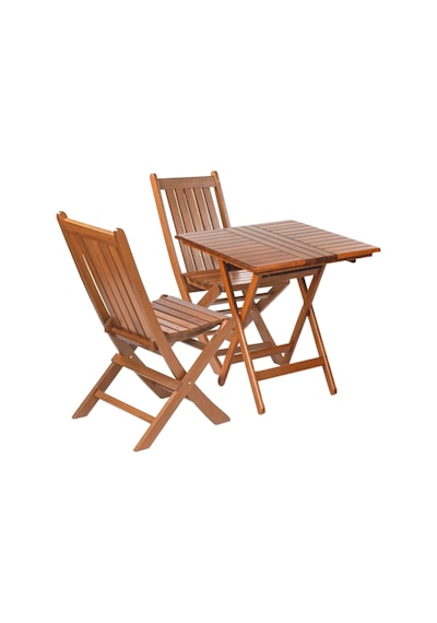 Avşa Katlanır Ahşap Bahçe Balkon Seti: 80x80 Masa + 2 Sandalye Acı Kahverengi