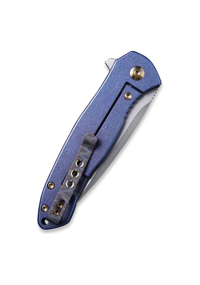 We Knife Kitefin Blue Ti Handle With A Golden Groove On Presentation Handle Polished Bead Blasted Cpm S35vn Blade Kamp Çakı Mavi We Knife Kitefin Blue Ti Handle With A Golden Groove On Presentation Handle Polished Bead Blasted Cpm S35vn Blade Kamp Çakı Mavi