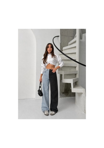 Bluemarlin Çift Renkli Bol Paça Denim/kot Pantolon Çok Renkli