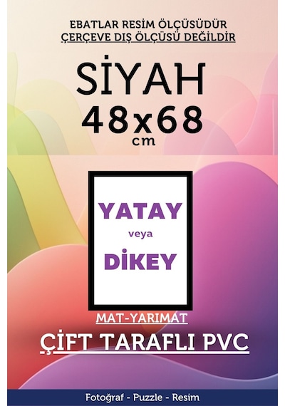 Siyah-22mm-48x68 Cm Mat Pvc Li Camsız Fotoğraf 1000 Parça Puzzle Belge Çerçeve Yatay Dikey Asılabilme. 35553969