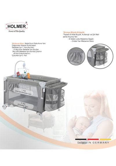 Holmer Maxi Comfort Coolstyle Anne Yanı Deluxe Kumaş Premium Dönenceli Oyun Parkı
