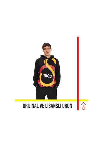 Galatasaray Lisanslı Büyük Logolu Siyah Sweat Tshirt Siyah
