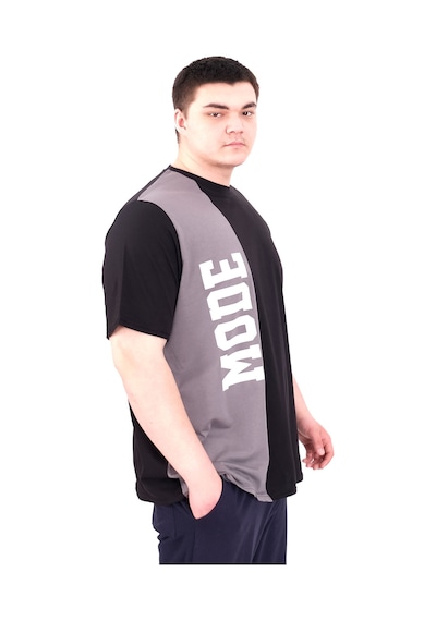 Mode Xl Büyük Beden Erkek T-shirt Parçalı U25501 Siyah Siyah