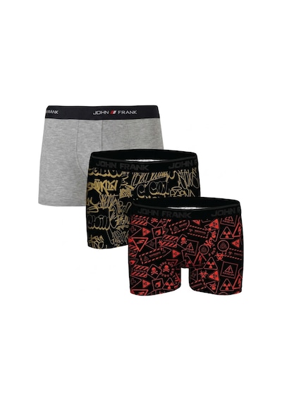 John Frank Logolu Pamuklu 3'lü Paket Boxer Erkek Boxer Jfbs3 Gri-ssarı-sturuncu