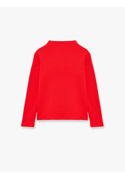 Koton Dik Yaka Modal Karışımlı Uzun Kollu Slim Fit Tişört Kırmızı 7wkg10187ak