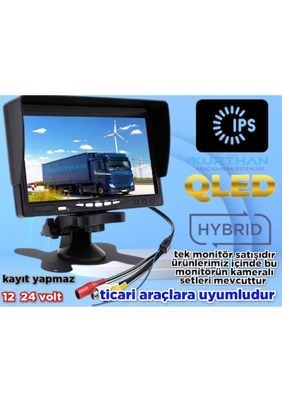Qled 7 İnç Hybrid Ips Monitör Kayıt Yapmaz 12-24 V Kamesız