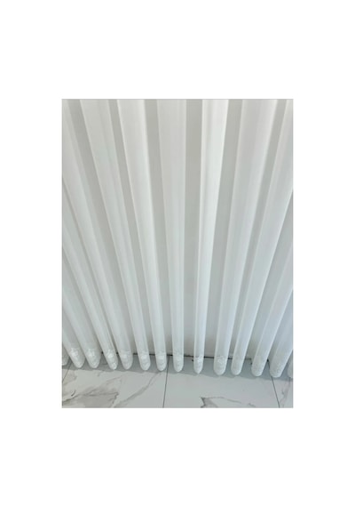 Tül Perde Düz Altı Desenli Keten Sık Dokuma Boru Pile 1/3 Sık Pile Kırık Beyaz