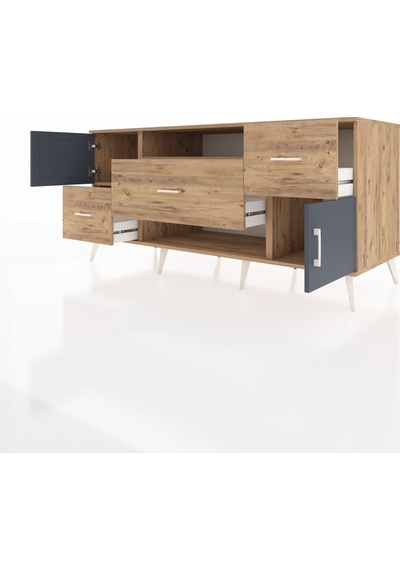 Kronos Konsol 2 Raflı 3 Çekmeceli 2 Kapaklı 176x59x83 Çam-antrasit/çam Antrasit/çam Kronos Konsol 2 Raflı 3 Çekmeceli 2 Kapaklı 176x59x83 Çam-antrasit/çam Antrasit/çam