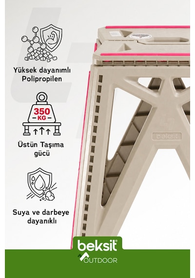 Outdoor Herkül Premium Katlanır Kamp Masa Takımı Seti-bej Çantalı Bej Bej