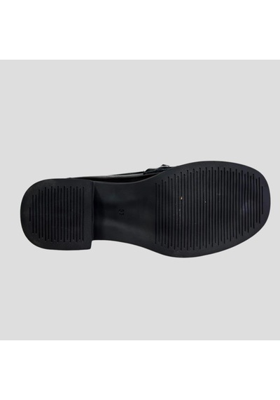 Myfit Shoes 041 Kadın Hakiki Deri Aksesuarlı Kısa Topuk Ayakkabı Siyah Rugan Çok Renkli