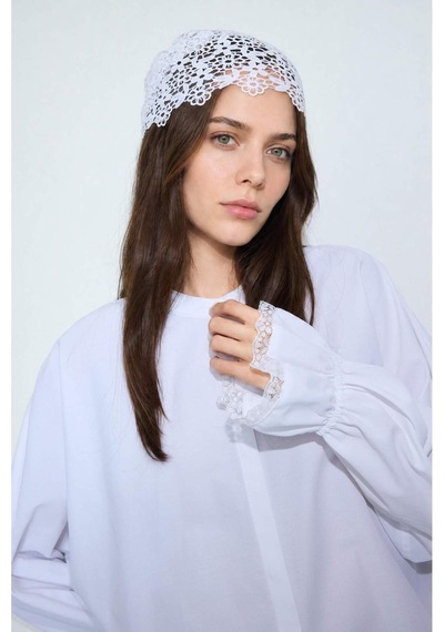 Defacto Regular Fıt Poplin Uzun Kollu Beyaz Tunik H3669ax26smwt32 Beyaz-wt32