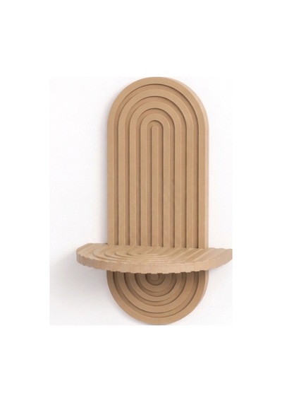Modern Minimalist Duvar Rafı Pla Malzeme Dekoratif Şık Tasarım 26x11 Cm Gövde & 9x18 Cm Raf Bej Bej