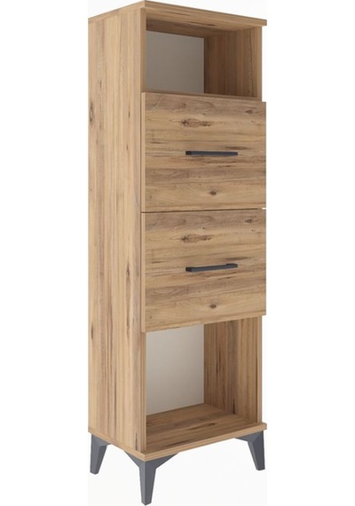 Arges Dolap Tek Raflı 2 Çekmeceli 44x30x134 Çam-çam Çam