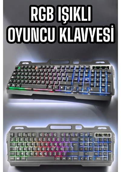 Led Işıklı Oyuncu Klavye Usb Girişli Rgb Işıklı Q Klavye Mouse - Lisinya