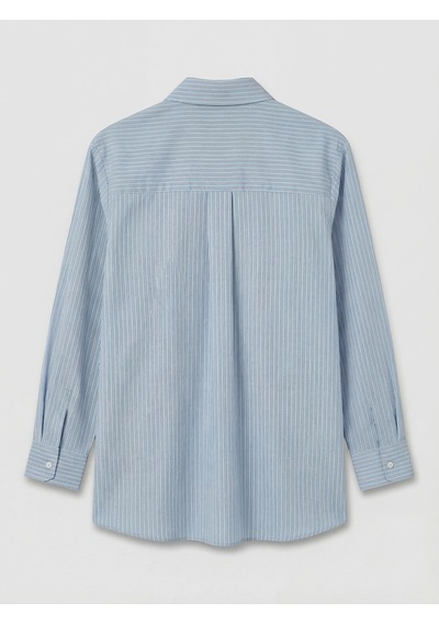 Lcw Modest Mavi Çizgili Poplin Kadın Gömlek Tunik