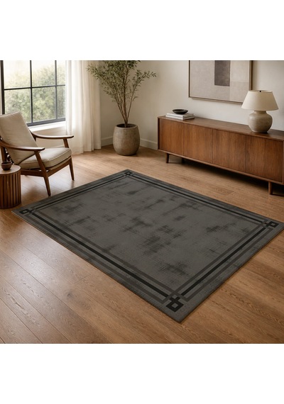 Kartela Halı Rilo Halı Kaymaz Taban Makinede Yıkanabilir Halı Antrasit - 60 X 90 Cm