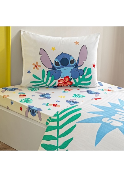 Taç Lisanslı Disney Stitch Tek Kişilik Pamuk Pike Takımı 000000001000050130 Çok Renkli