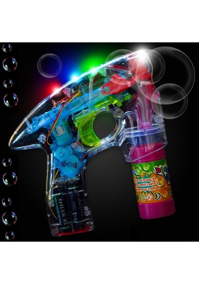 Yılbaşı Hediyeleri Renkli Işıklı Köpük Tabancası Bubbles Gun Baloncuk Tabancası + 2 Özel Yedek Köpük 1.kalite