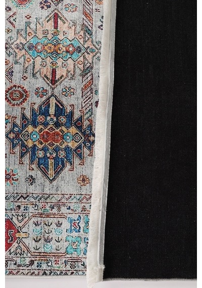 Blghome Renkli Etnik Desen Modern Halı Dekoratif Kilim Gri - Renkli