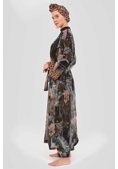 Alfasa Mayo Üzerine Tek Pareo Kimono 7050 Yeşil