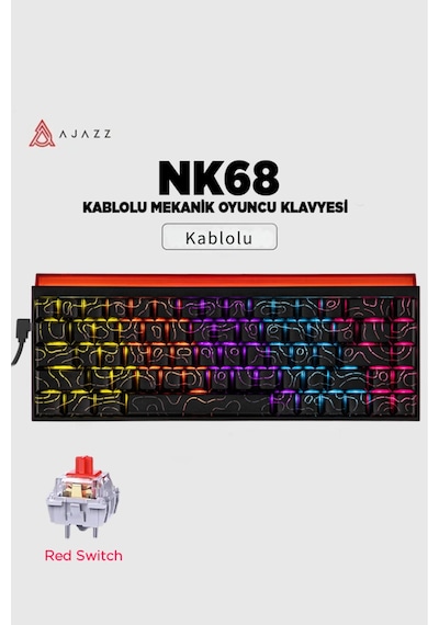 Nacodex Nk68 Desenli Kablolu Ergonomik Mekanik Oyuncu Klavyesi-ambiyans Aydınlatmalı