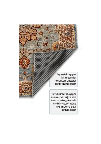Dekoratif Halı Kaymaz Taban Leke Tutmaz Yıkanabilir Kilim Özel Ölçü Salon Halısı 3034