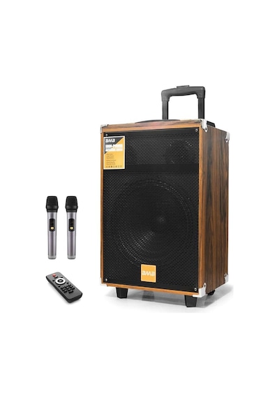 Bluetooth Hoparlör Fm Radyo 12 Inç Usb Tf Aux Çift Mikrofonlu Kumandalı - Ahşap Bq12 Evimdeyokyok