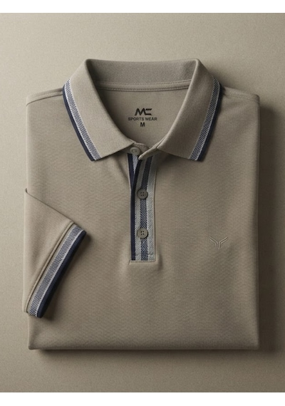 Maccali Erkek Gri Şerit Detaylı Polo Yaka Tişört