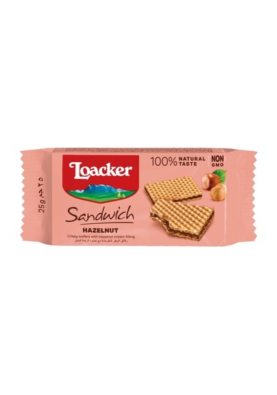 Loacker Sandwich Hazelnut - Fındıklı Krema Dolgulu Çıtır Gofret 25 G 4 Adet