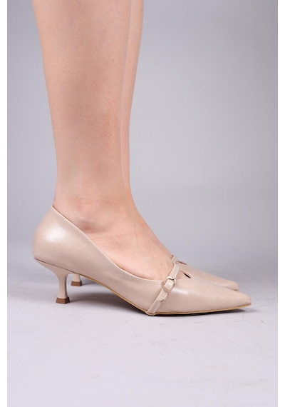 Birikon Cortez V Dekolteli Biyeli Stiletto Ten-8350 Ten