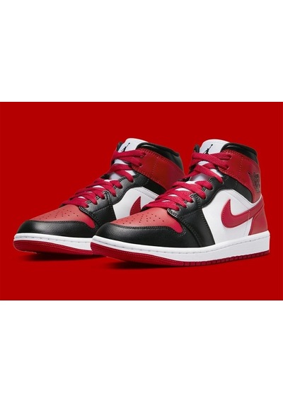 Nike Air Jordan 1 Mid 'bred Toe' Kadın Basketbol Ayakkabısı-sportxstore Kırmızı-siyah-beyaz