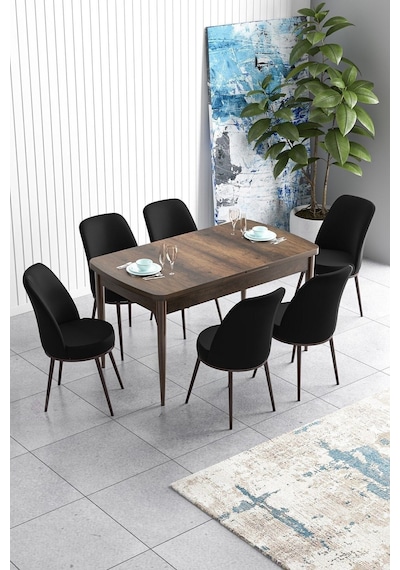 Canisa Han Serisi 70x114 Açılabilir Mdf Mutfak Masası Takımı Barok Desen Masa 6 Siyah Sandalye Masa Barok Sandalyeler Siyah Canisa Han Serisi 70x114 Açılabilir Mdf Mutfak Masası Takımı Barok Desen Masa 6 Siyah Sandalye Masa Barok Sandalyeler Siyah