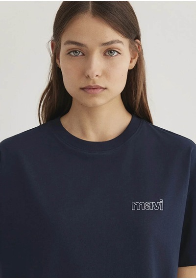 Mavi Logo Baskılı Lacivert Kadın T-shirt M1611309-70490 Lacivert