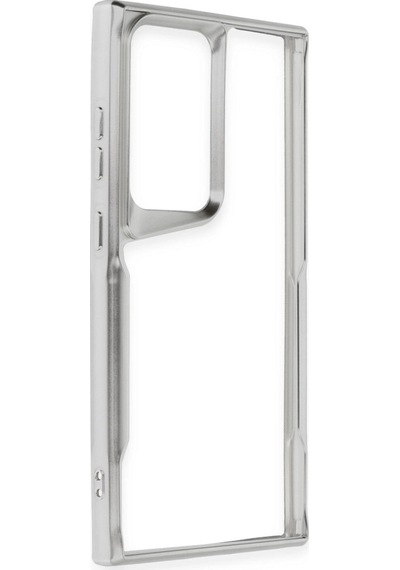 Samsung Uyumlu Galaxy S24 Ultra Kılıf Boyi Silikon Kapak Gümüş