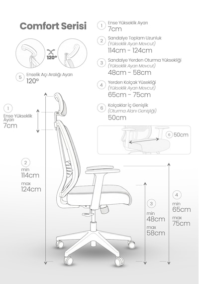 Zeon Büro Ofis Sistemleri // Comfort Mood Gray Yönetici Koltuğu Ofis Çalışma Koltuğu Gri