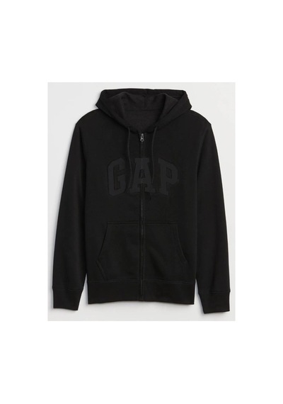 Gap V-heritage Logo Fz 499917 Erkek Kapüşonlu Fermuarlı Sweatshirt Siyah-24493