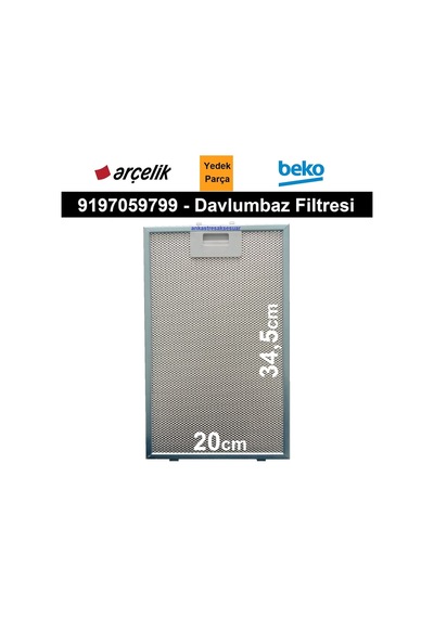 Arçelik Beko Altus Uyumlu Davlumbaz Filtresi 20X34,5Cm Filtre 9197059799 - 465168568