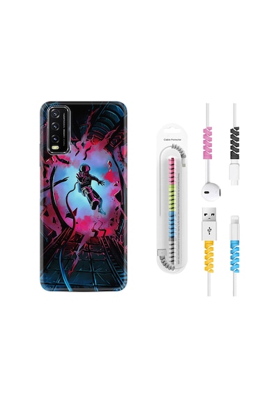 Vivo Y11S Kılıf Kablo Koruyuculu Astronot Attack 1702