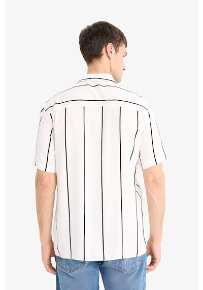DeFacto Regular Fit Apaş Yaka Çizgili Yazlık Kısa Kollu Gömlek E2559AX25SMWT34