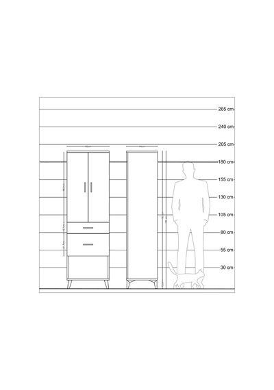 Hyperion Dolap 3 Raflı 2 Çekmeceli 2 Kapaklı 60x44x195 Çam-an... Çam