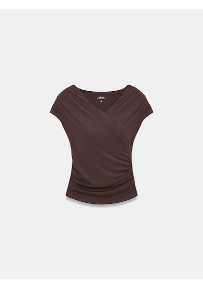 Dilvin 33157 Bra-free Büzgülü Top Koyu Kahve