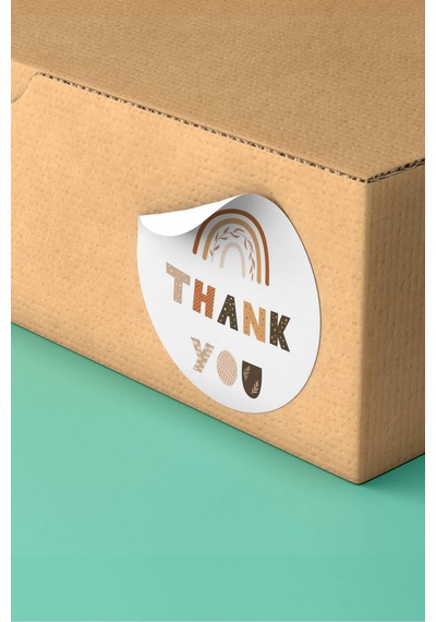 90 Adet Thank You Teşekkür Etiketi Boho Gökkuşağı 3x3cm St2048 Çok Renkli