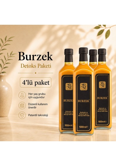 Burzek - Kurkumin Ve Bentonit Kili İçeren Takviye Edici Gıda 1000 Ml 4lü Paket