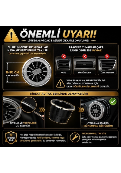 Vip Premium Model Klima Menfezi Izgarası ÇAPI 9-10CM (1 ADET)