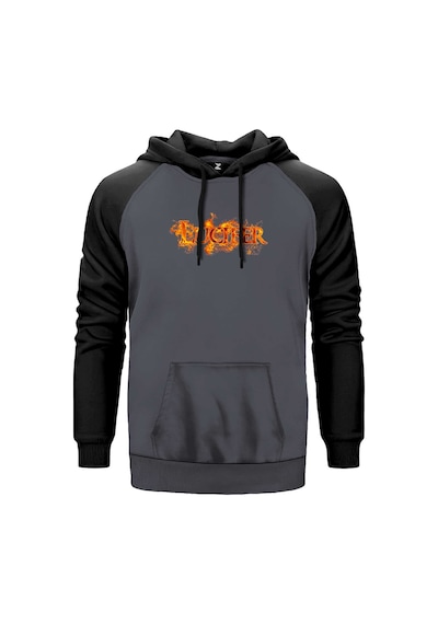 Lucifr Fire Gri Renk Reglan Kol Sweatshirt Gri