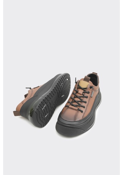 Derinet Hakiki Deri Bağcıklı Erkek Sneaker Taba Taba