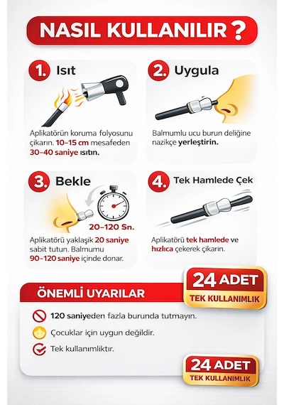 Redmax Professional Loli Wax Burun Ve Kulaklar İçin Tek Kullanımlık Ağda Çubuğu 24'lü Paket