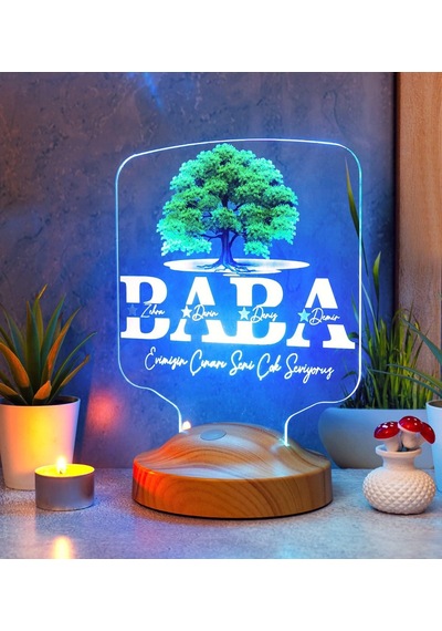 Babalar Günü Hediyesi, Babaya Hediye, Baba, Evimizin Çınarı Hediyesi, Renkli İsim Yazılı Kişiye Özel 3d Led La